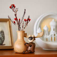 Handcrafted Moose Vase Car Ornament