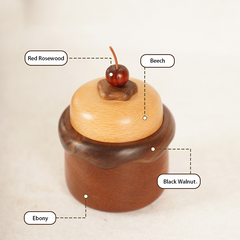 Cute Cake-Shaped Cherry Solid Wood Cotton Swab &Toothpick Storage Holder