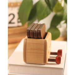 Handcrafted Toaster-Shaped Wooden Coaster Set