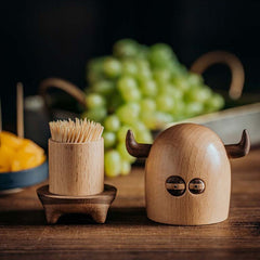 Cute Bull Monster Solid Wood Toothpick Holder