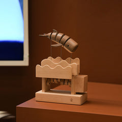 Handcrafted Wooden Dynamic Whale Mechanical Ornament