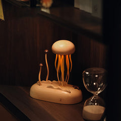 Handcrafted Wooden Jellyfish & Mushroom Dynamic Decor Night Light