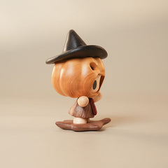 Handcrafted Pumpkin Witch Doll Solid Wood Ornament