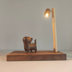 Handcrafted Wooden Cat Street Lamp Night Light