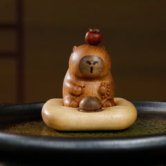 Hand-Carved Capybara Wooden Figurine