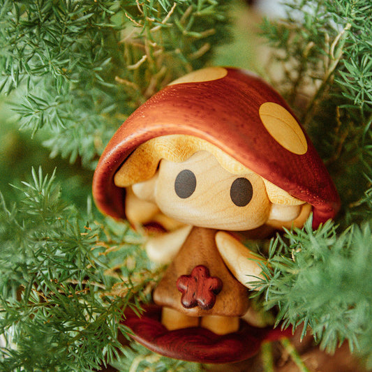 Handcrafted Mushroom Doll Wooden Ornament