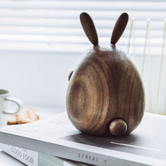 Cute Chubby Rabbit Hand-Cranked Solid Wood Music Box (Castle in the Sky Melody)