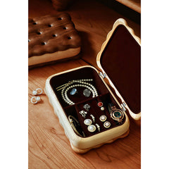 Handcrafted Biscuit Shaped Solid Wood Jewelry Storage Box