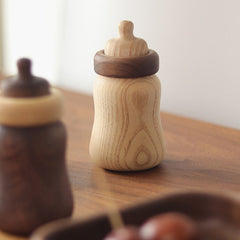 Cute Baby Bottle Shaped Solid Wood Toothpick Holder