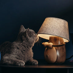 Cute Solid Wood Bedside Lamp