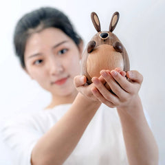 Cute Chubby Rabbit Hand-Cranked Solid Wood Music Box (Castle in the Sky Melody)