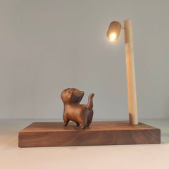 Handcrafted Wooden Cat Street Lamp Night Light
