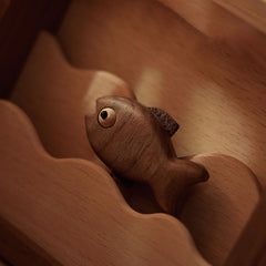 Handcrafted Wooden Dynamic Fish LED Night Light Ornament