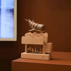 Handcrafted Wooden Dynamic Whale Mechanical Ornament