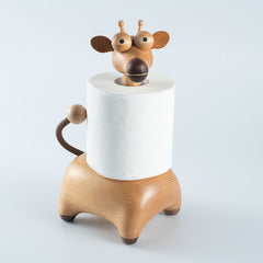 Handcrafted Cute Giraffe Solid Wood Paper Towel Holder