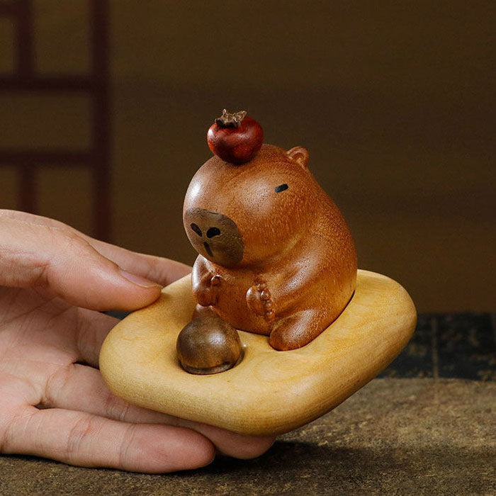 Hand-Carved Capybara Wooden Figurine