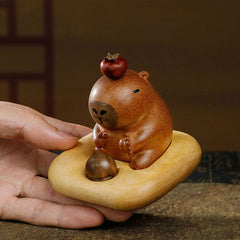 Hand-Carved Capybara Wooden Figurine
