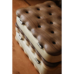 Handcrafted Biscuit Shaped Solid Wood Jewelry Storage Box