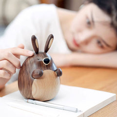 Cute Chubby Rabbit Hand-Cranked Solid Wood Music Box (Castle in the Sky Melody)
