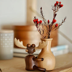 Handcrafted Moose Vase Car Ornament