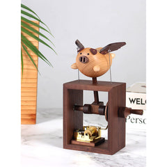 Flying Pig Solid Wood Music Box – Castle in the Sky