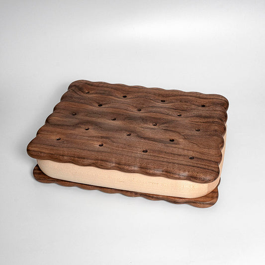 Large Size Biscuit-Shaped Solid Wood Jewelry Organizer Box