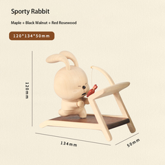 Handcrafted Sporty Running Rabbit Solid Wood Ornament