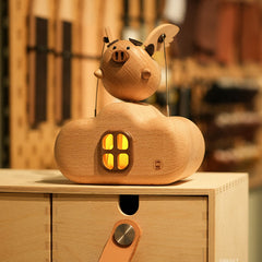 Handcrafted Wooden "Flying Pig" Dynamic Night Light