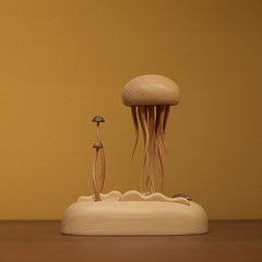 Handcrafted Wooden Jellyfish & Mushroom Dynamic Decor Night Light