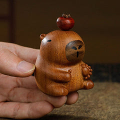 Hand-Carved Capybara Wooden Figurine