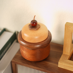 Cute Cake-Shaped Cherry Solid Wood Cotton Swab &Toothpick Storage Holder