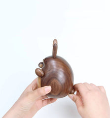Cute Chubby Rabbit Hand-Cranked Solid Wood Music Box (Castle in the Sky Melody)