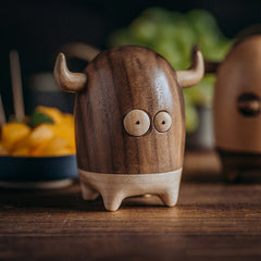 Cute Bull Monster Solid Wood Toothpick Holder