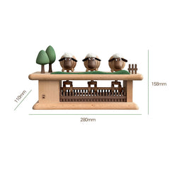 Handcrafted Three Sheep Wooden Dynamic Mechanical Ornament