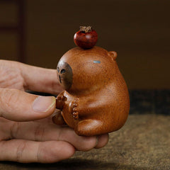 Hand-Carved Capybara Wooden Figurine