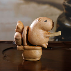 Handcrafted Magnetic Capybara Wooden Figurine Set