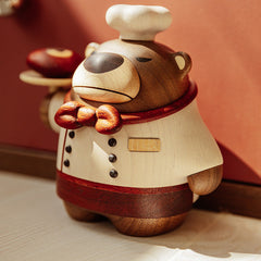 Handcrafted Chef Bear Solid Wood Ornament