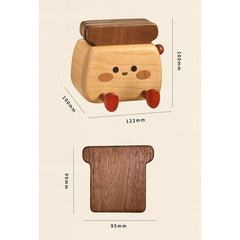 Handcrafted Toaster-Shaped Wooden Coaster Set