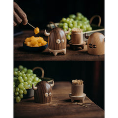 Cute Bull Monster Solid Wood Toothpick Holder