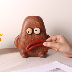 Handcrafted Sausage-Mouth Wooden Doll Vase (with Dust Brush)