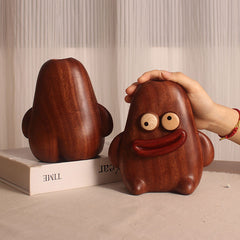 Handcrafted Sausage-Mouth Wooden Doll Vase (with Dust Brush)
