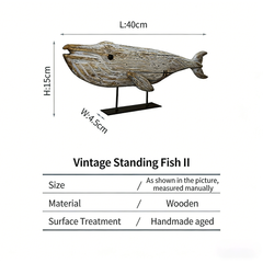 Vintage Handcrafted Solid Wood Fish