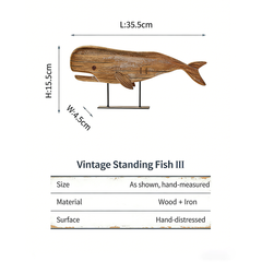 Vintage Handcrafted Solid Wood Fish