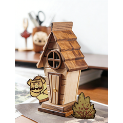 Handcrafted Pig House Wooden Night Light