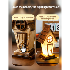 Handcrafted Pig House Wooden Night Light