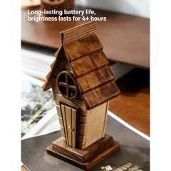 Handcrafted Pig House Wooden Night Light