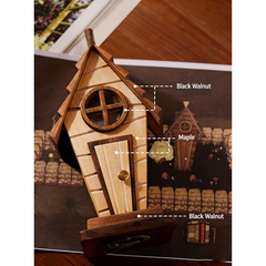 Handcrafted Pig House Wooden Night Light