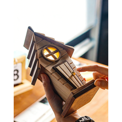 Handcrafted Pig House Wooden Night Light