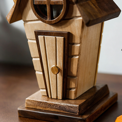 Handcrafted Pig House Wooden Night Light