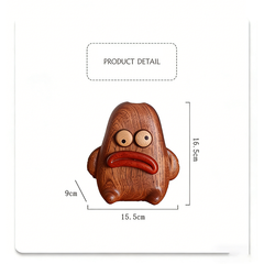 Handcrafted Sausage-Mouth Wooden Doll Vase (with Dust Brush)